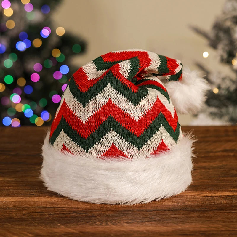 Bonnet de Père Noël Tricoté à Pompon et Fausse Fourrure – vue 5