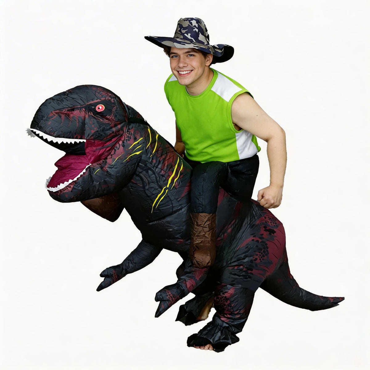 Déguisement Gonflable T-Rex à Chevaucher - Costume Dinosaure Halloween – vue 12