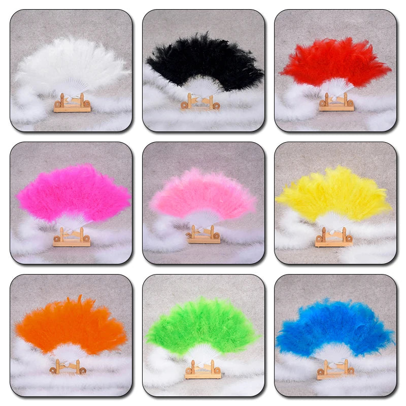 Éventail à Plumes Pliant - Style Gothique