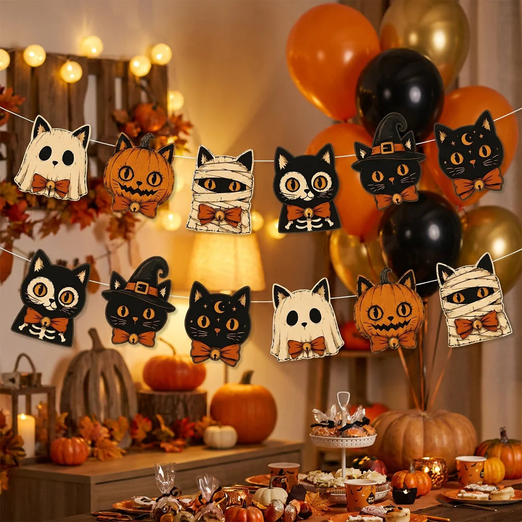 Guirlande décorative en papier Halloween – 5 coloris – vue 2