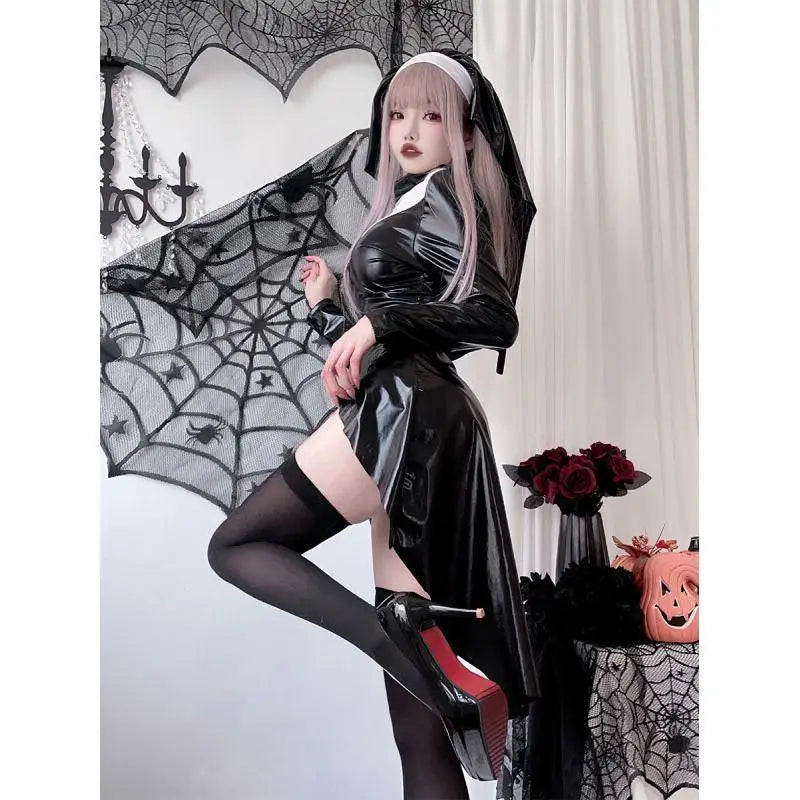 Combinaison Nonne Gothique en Simili-Cuir – vue 5