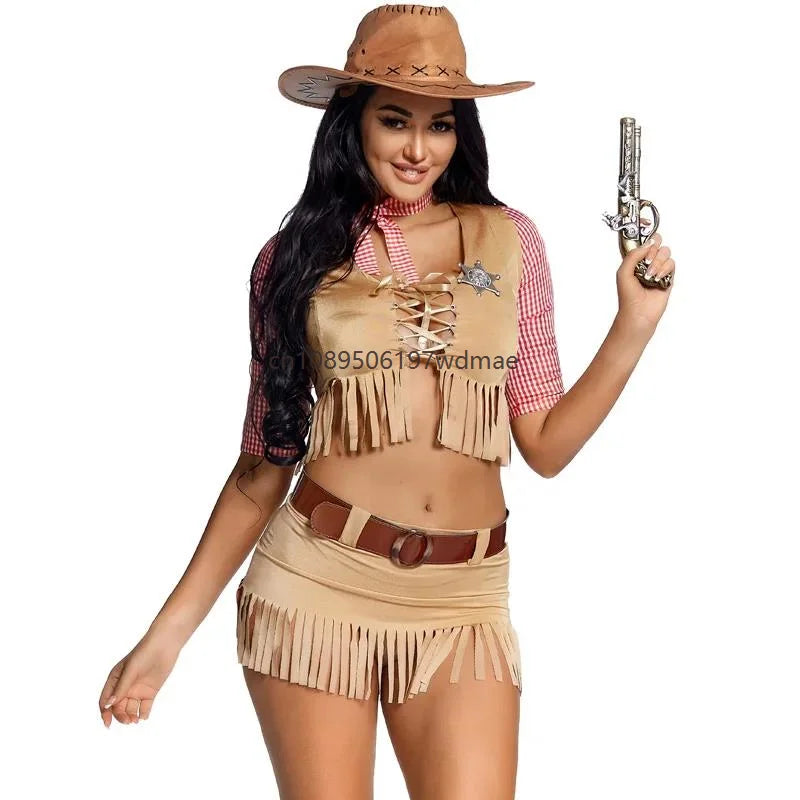Déguisement Cowgirl Sexy Femme – Crop Top et Jupe à Franges – vue 6