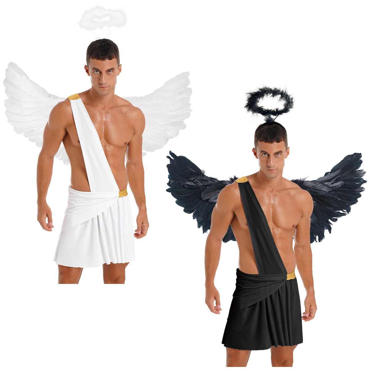 Déguisement Ange Déchu Homme – Jupe Plissée, Ailes et Serre-Tête