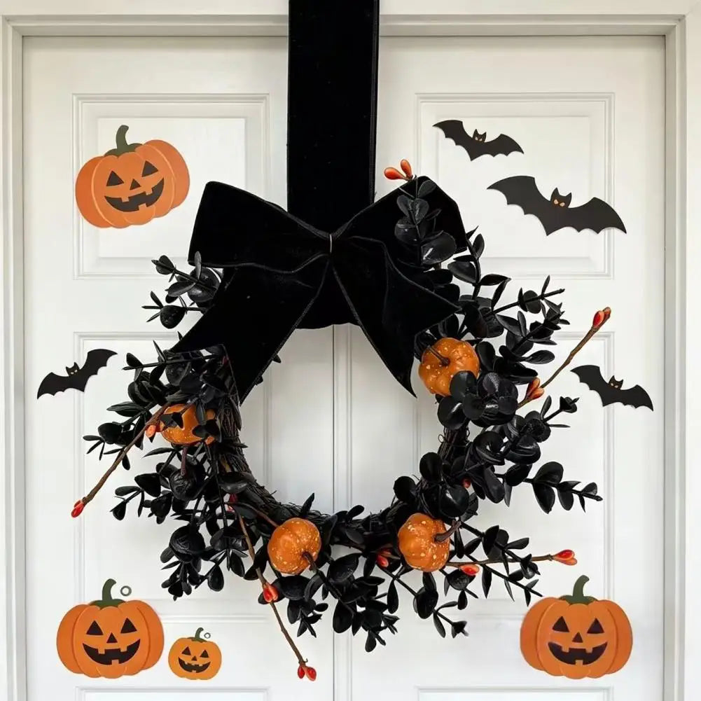 Couronne décorative noire Halloween - Panoplia