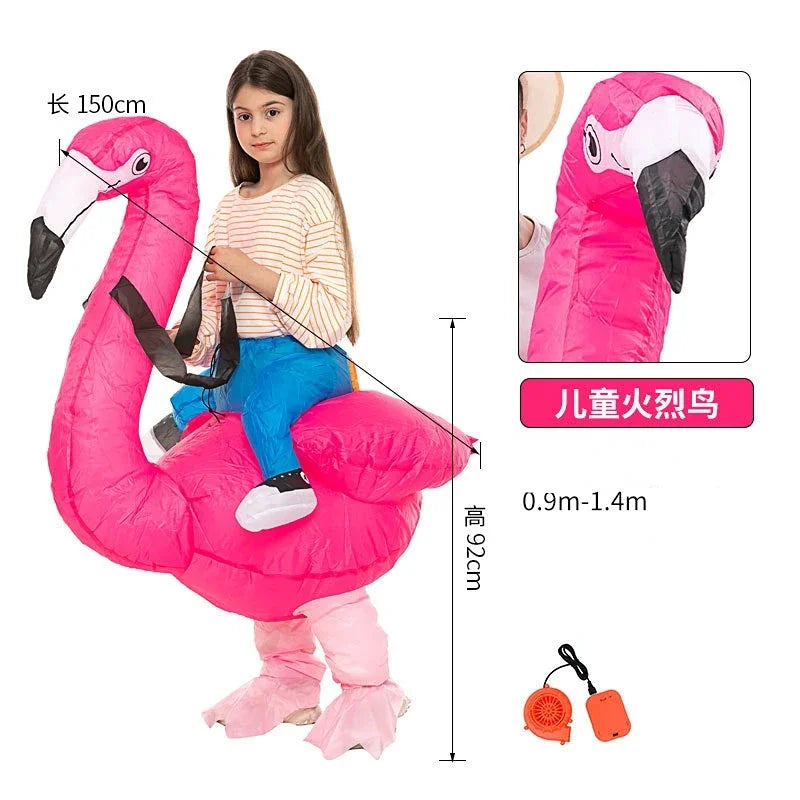 Déguisement Gonflable Flamant Rose Chevauché – vue 8