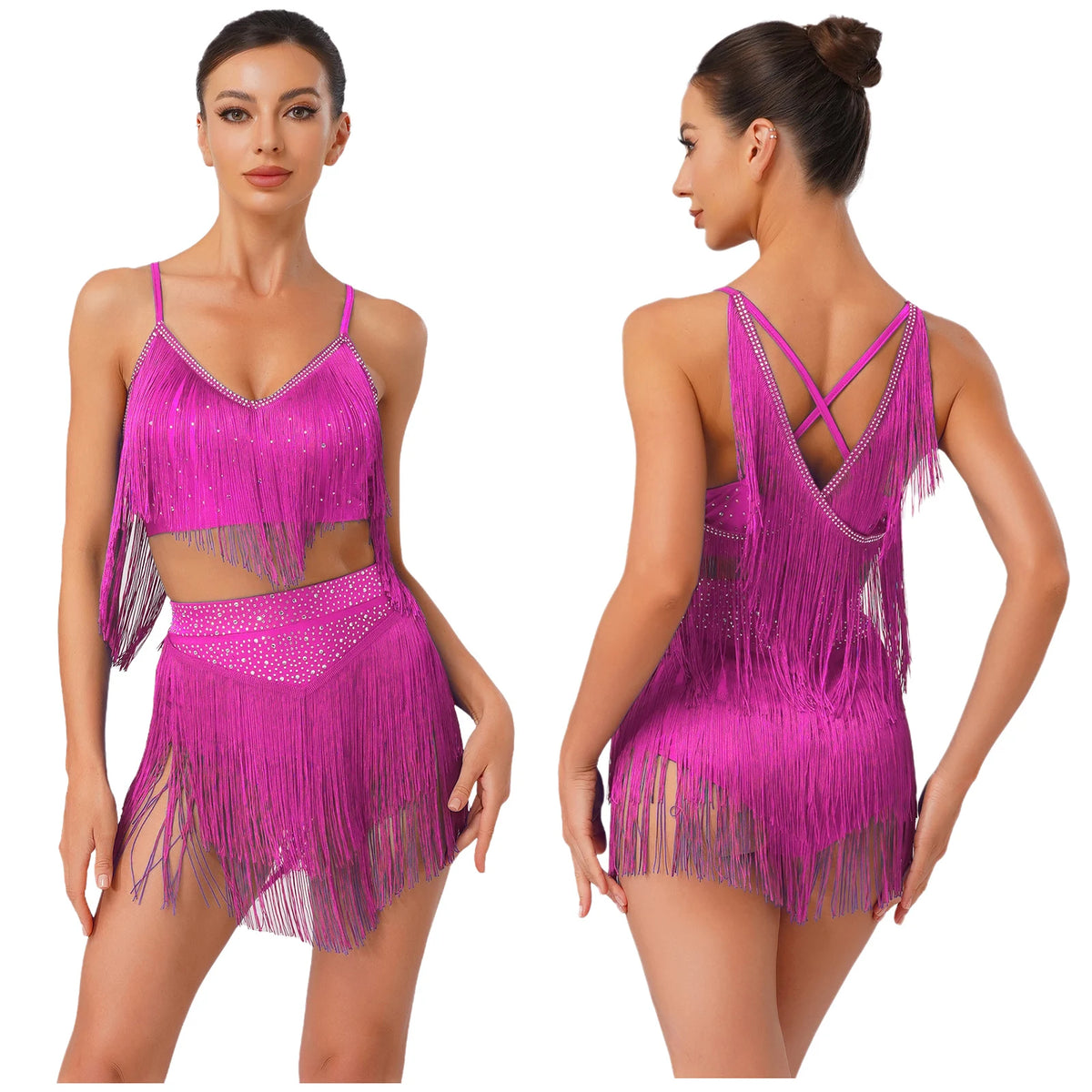 Costume de Danse Latine Femme - Haut à Franges et Jupe à Volants – vue 7