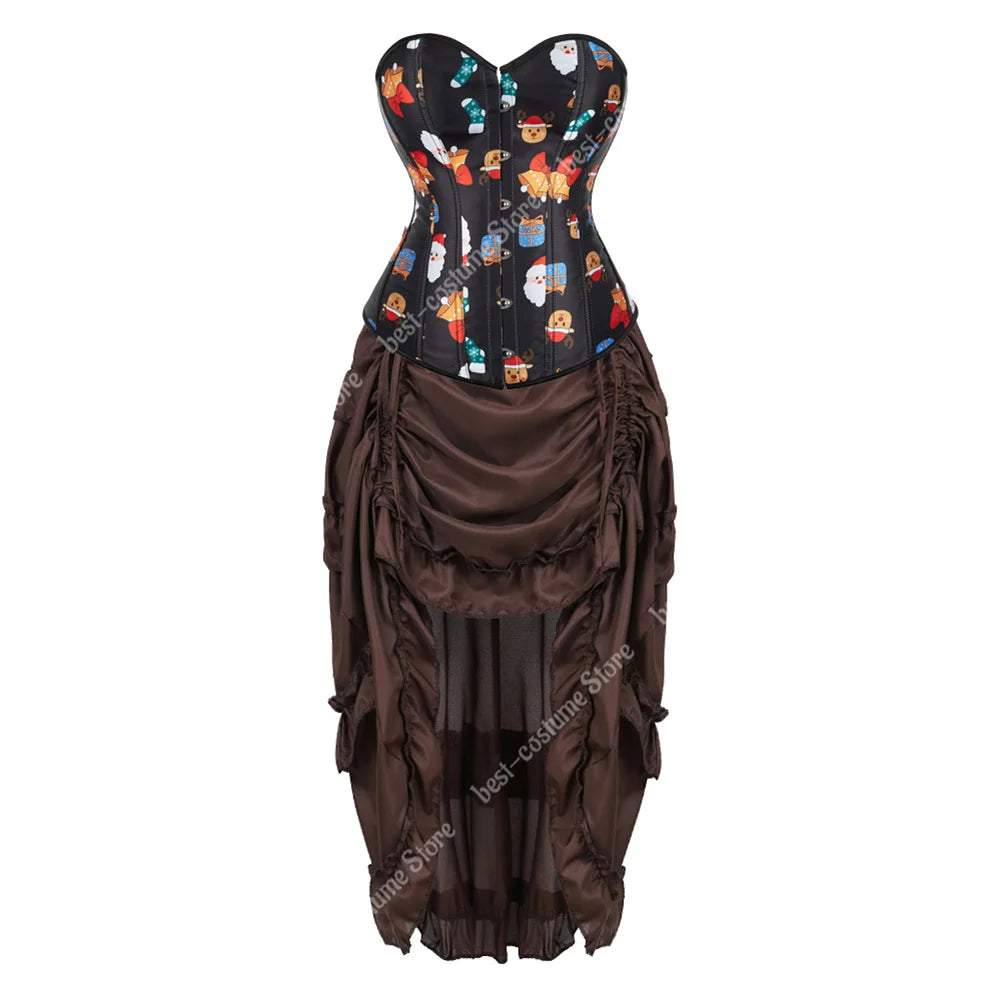 Robe Corset Pirate Steampunk Marron – Grandes Tailles – vue 8
