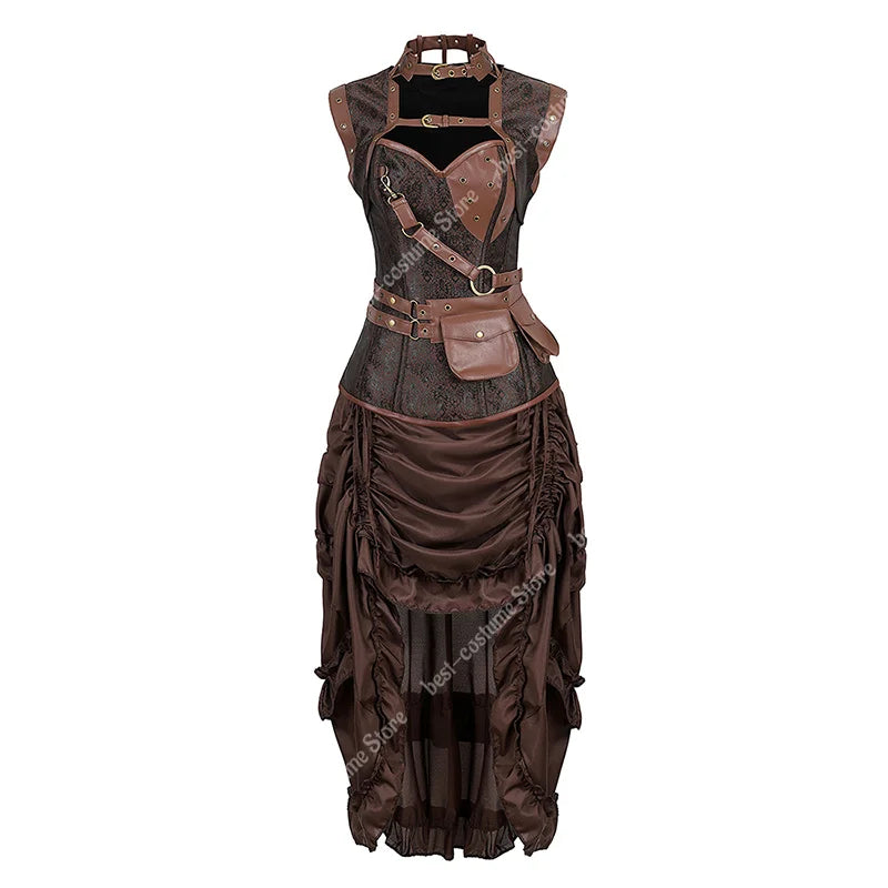 Robe Corset Pirate Steampunk Marron – Grandes Tailles – vue 23
