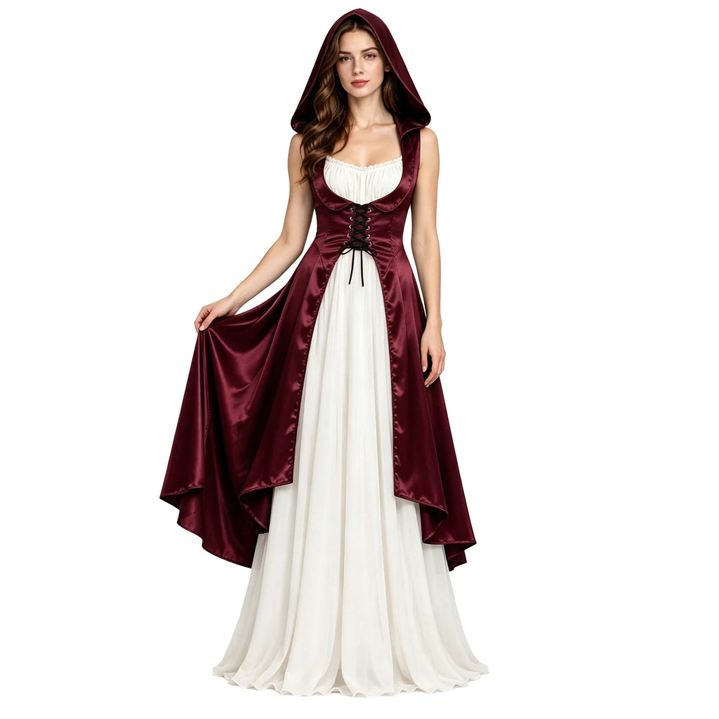 Robe Vampire Médiévale à Capuche en Satin – vue 3