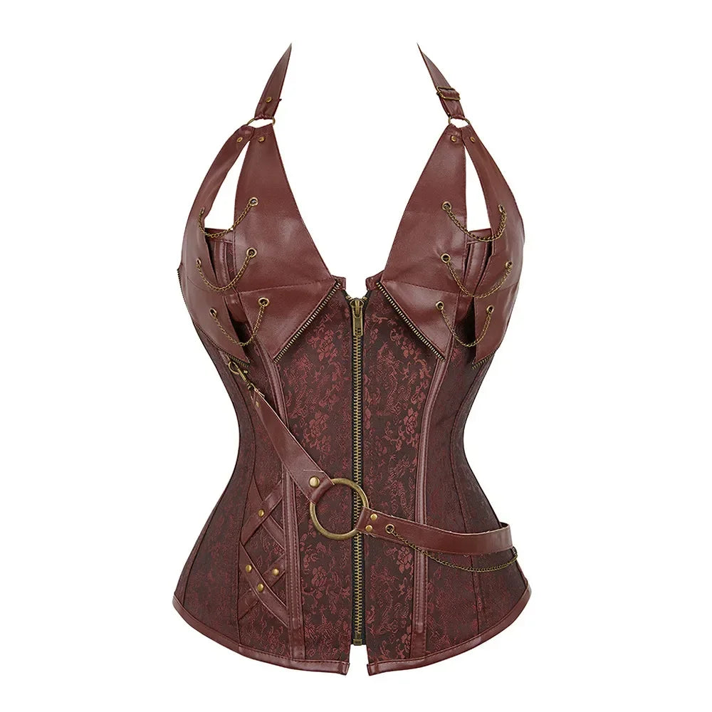 Bustier Corset Pirate Viking en Cuir – vue 6
