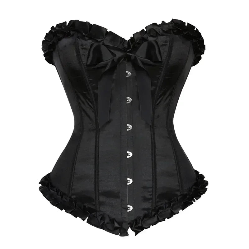 Corset Bustier Sexy Baleiné en Satin à Lacets – vue 2