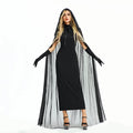 Robe Sorcière Gothique Noire avec Cape à Capuche et Gants – vue 7