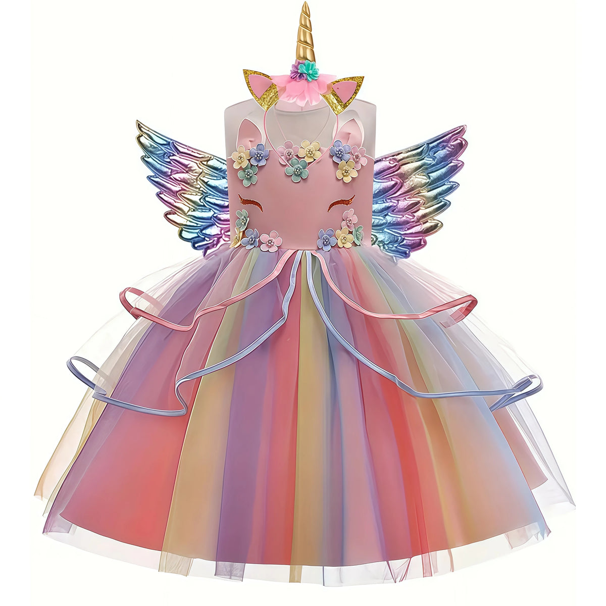 Robe Licorne Arc-en-Ciel Fille en Tulle – vue 5
