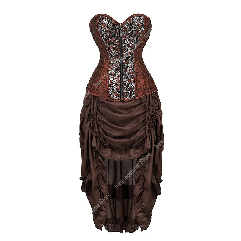 Robe Corset Pirate Steampunk Marron – Grandes Tailles – vue 13