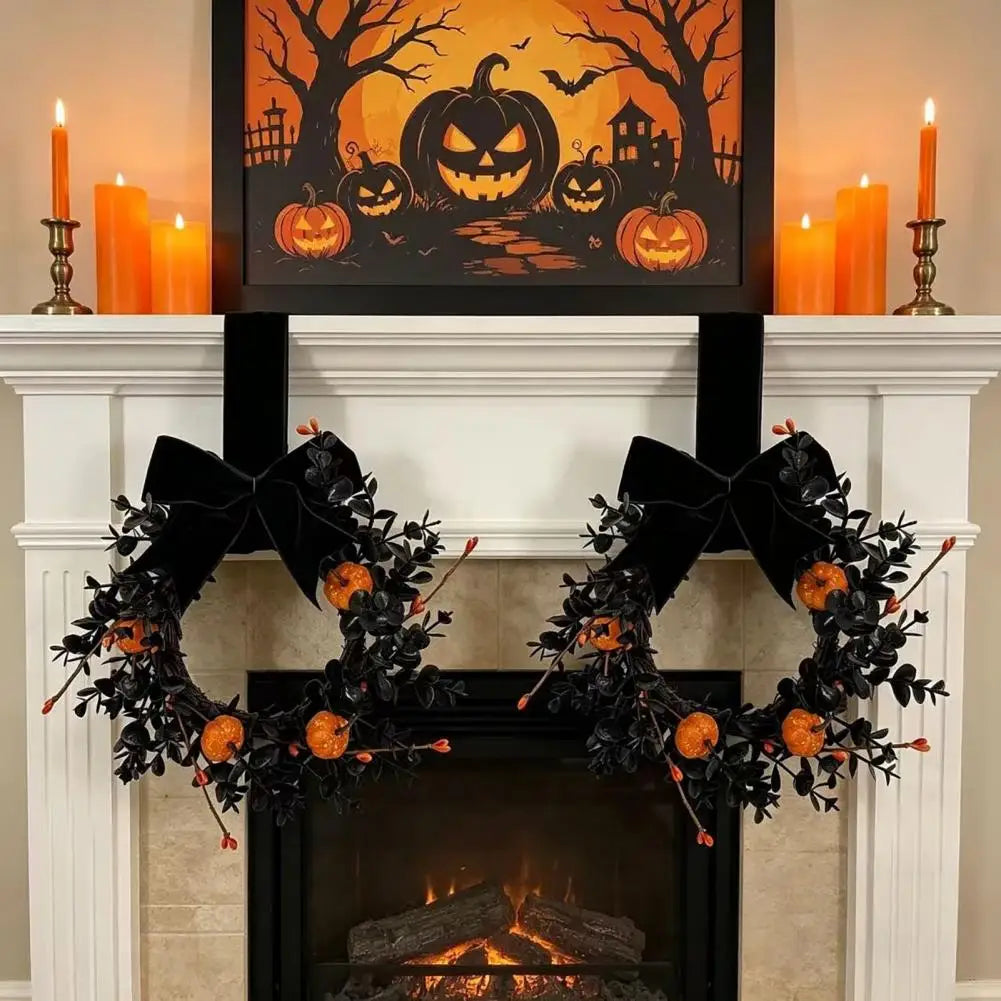 Couronne décorative noire Halloween – vue 4