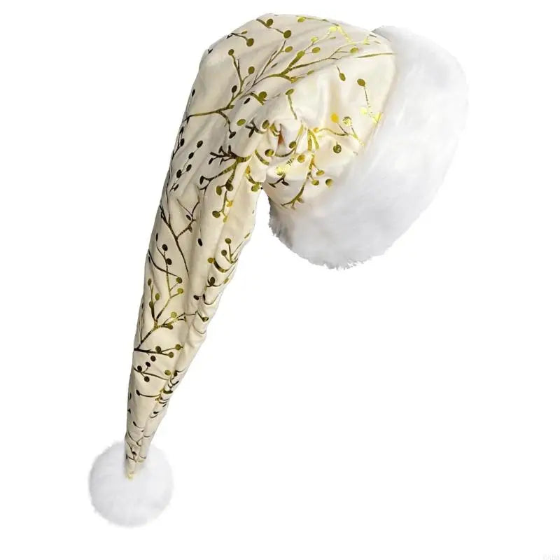 Bonnet de Noël à Motif Doré et Bordure Peluche – vue 5