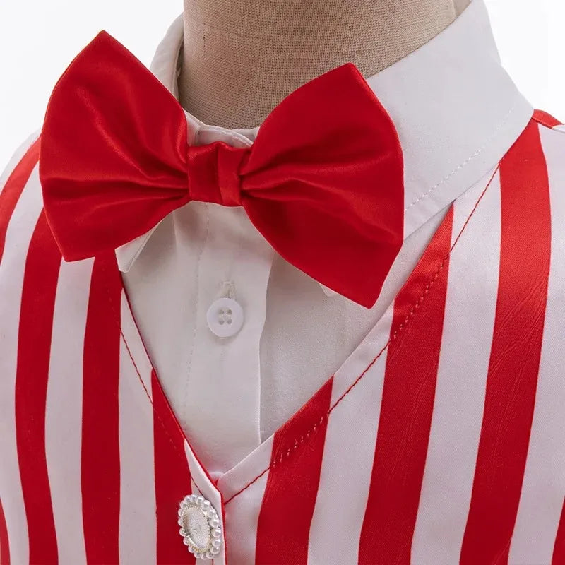 Costume de Noël Rayé Rouge et Blanc 3 Pièces avec Bonnet – vue 3