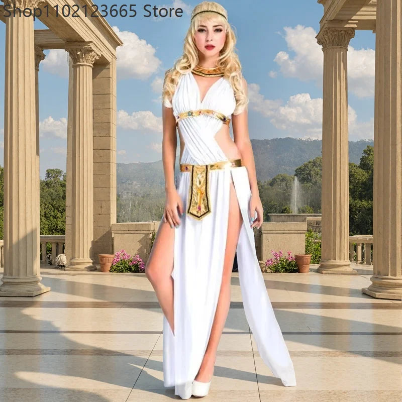 Robe de Déesse Grecque Sexy Blanche – Princesse Égyptienne