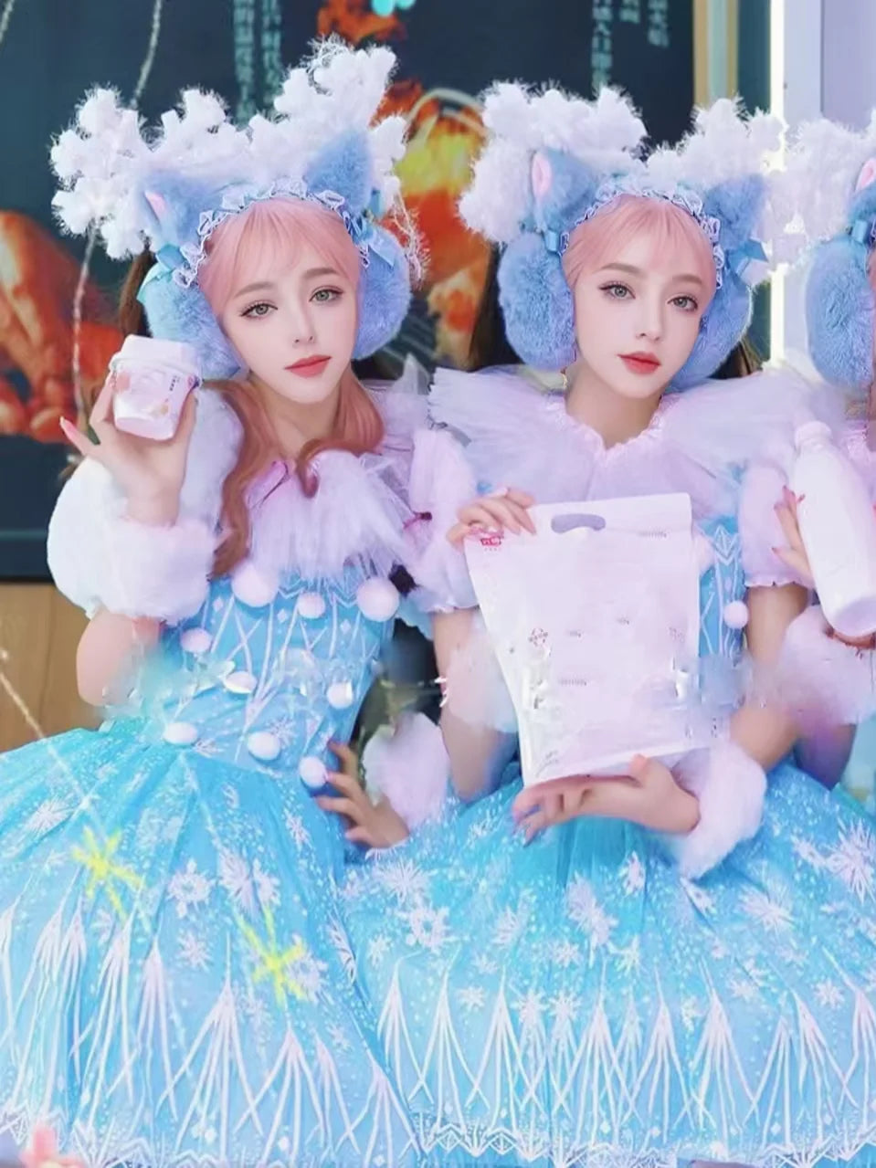 Déguisement Princesse des Neiges — Robe Bleue et Blanche – vue 4