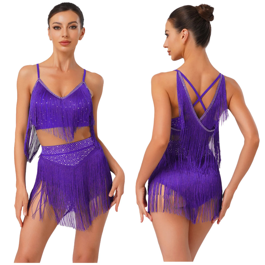 Costume de Danse Latine Femme - Haut à Franges et Jupe à Volants – vue 11