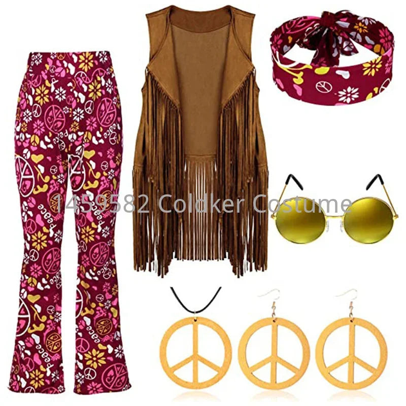 Déguisement Hippie Peace & Love Femme à Franges – vue 4