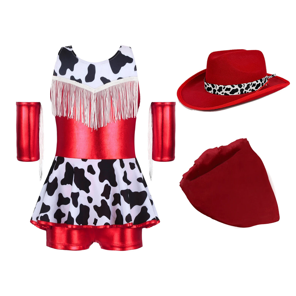 Déguisement Cowgirl Fille Métallisé avec Chapeau et Bandana – vue 14