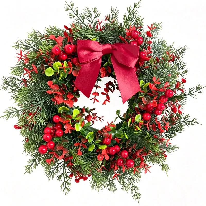Couronne de Noël Lumineuse Pin et Eucalyptus avec Baies Rouges – vue 7