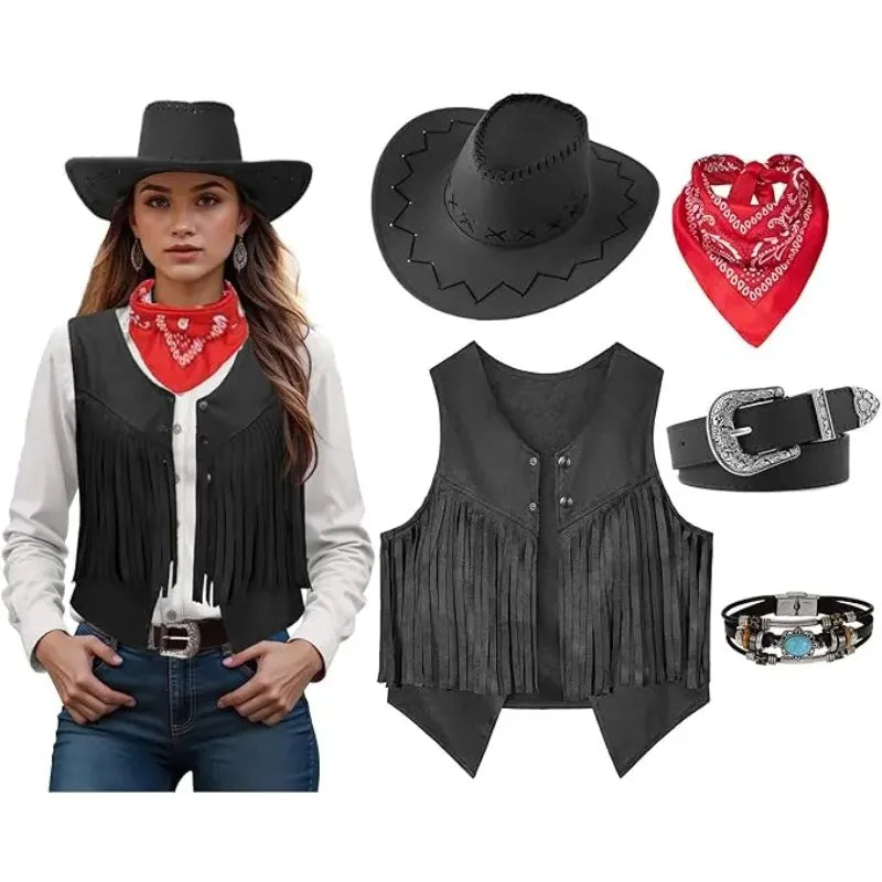 Kit Cow-Boy – Gilet à Franges, Chapeau, Ceinture et Bandana – vue 5