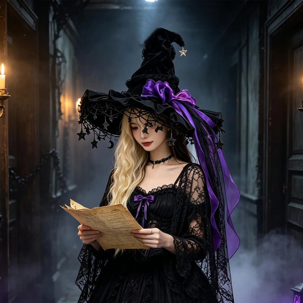Chapeau de Sorcière à Large Bord Gothique – vue 4