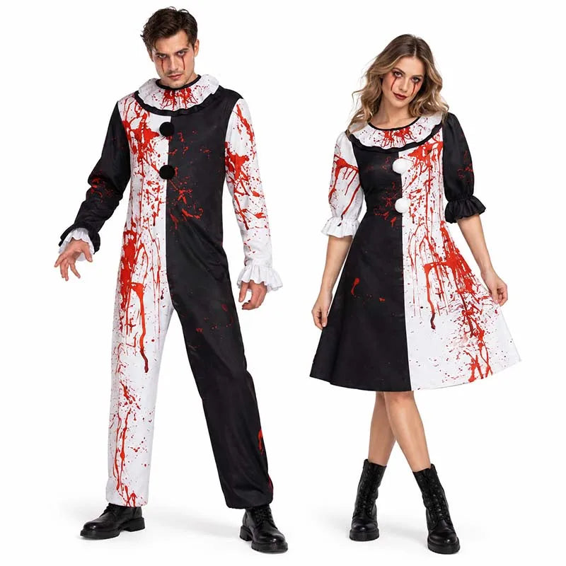 Déguisement Clown Ensanglanté Noir et Blanc – Homme ou Femme