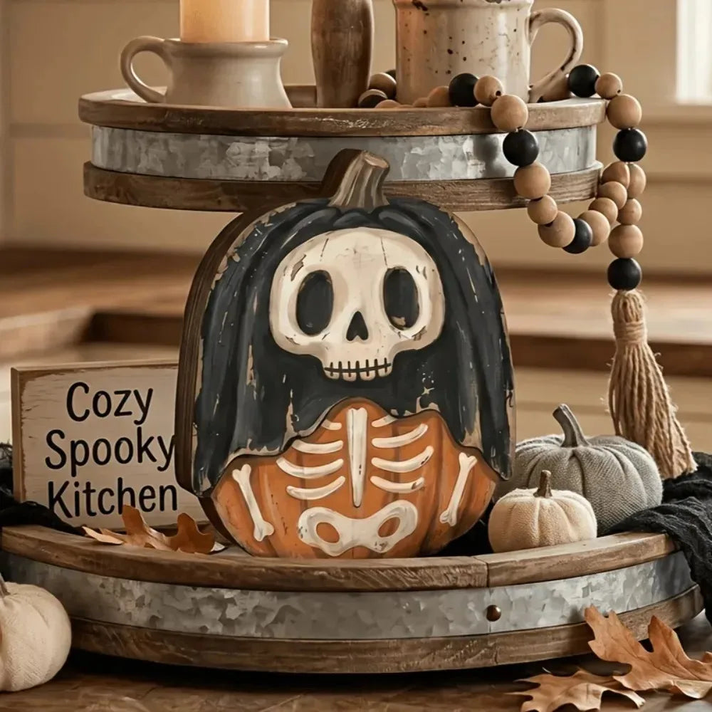 Décoration en bois noire Halloween – vue 3