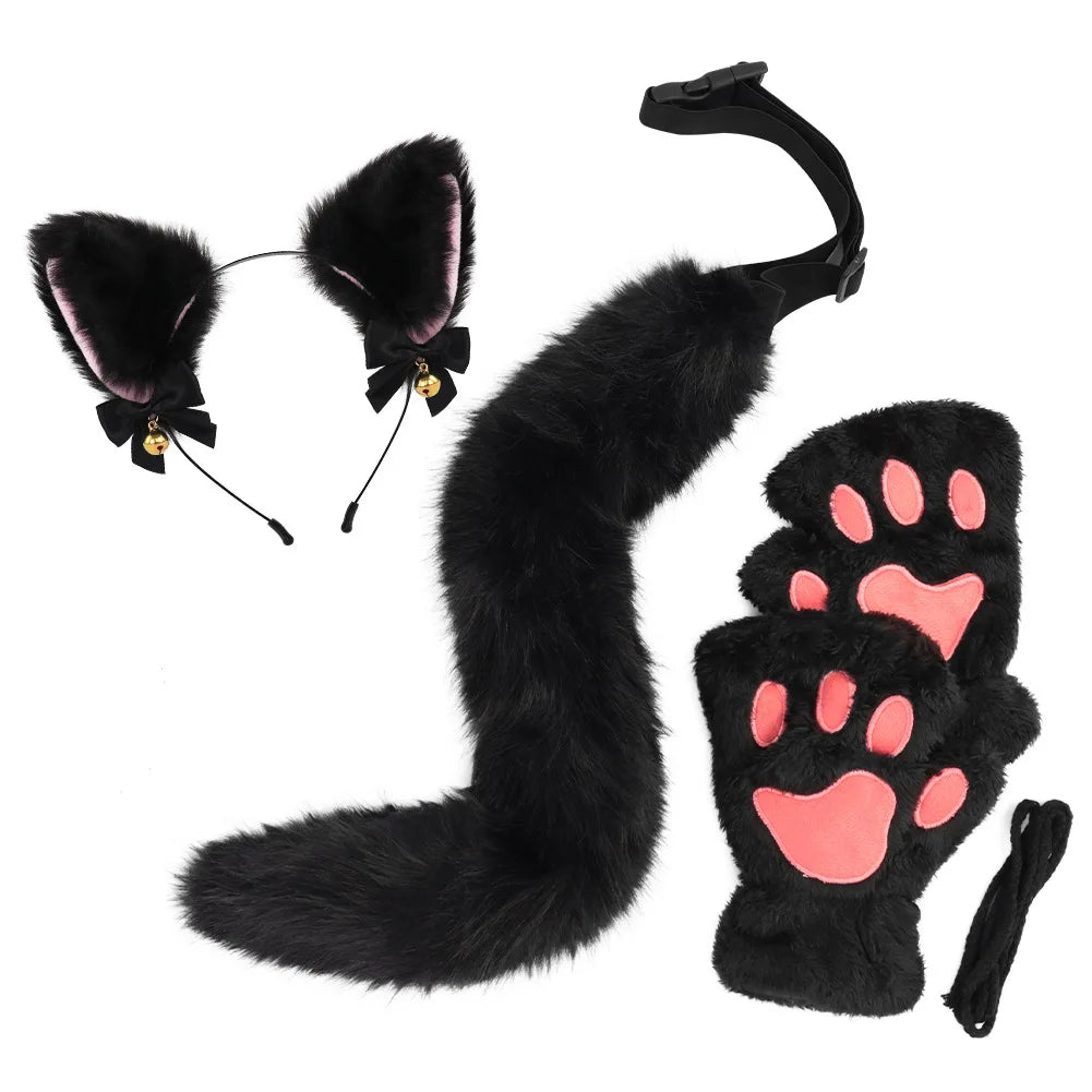 Kit Chat Noir – Oreilles, Queue, Gants Pattes et Collier
