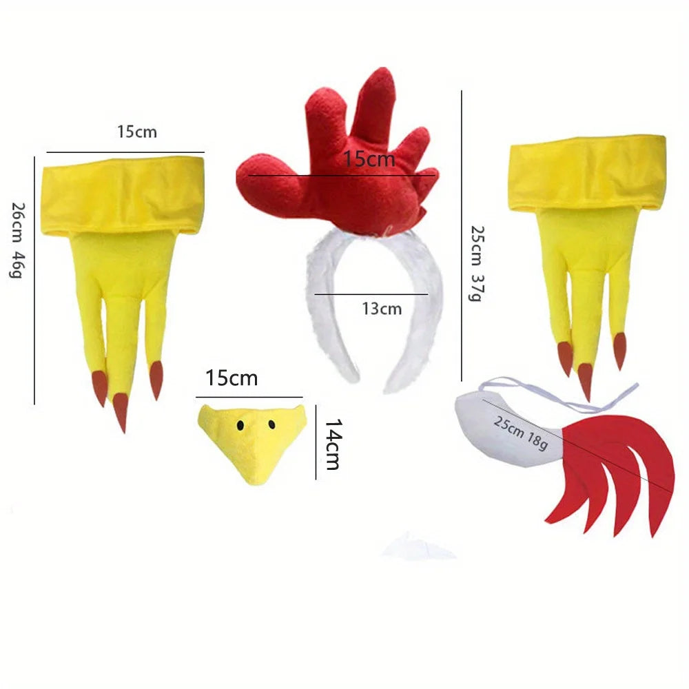 Kit Déguisement Coq – Crête, Queue, Bec et Pattes – vue 5