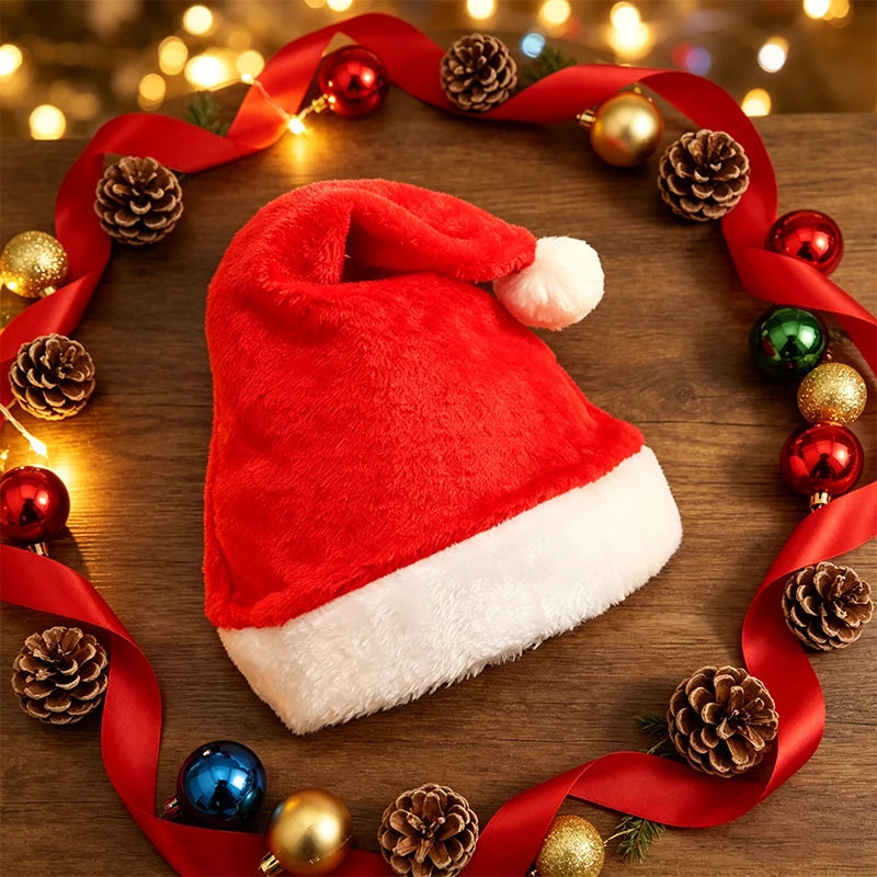 Bonnet de Père Noël Tricoté à Pompon et Fausse Fourrure – vue 4