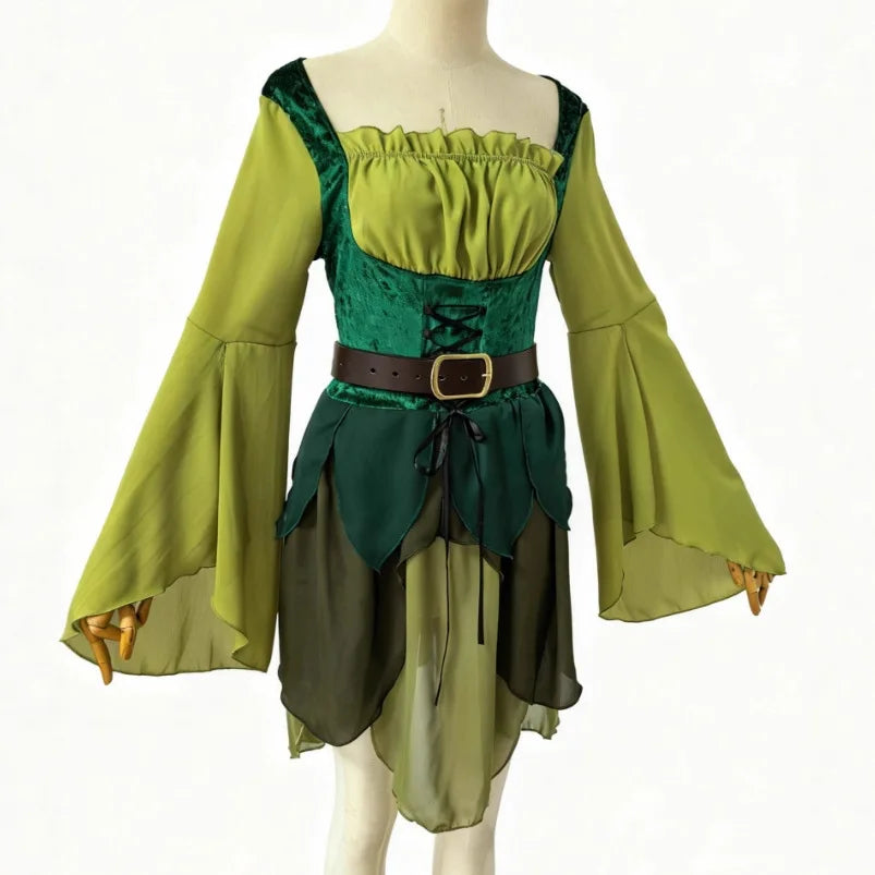 Robe de fée elfe verte avec ailes – du S au XXL – vue 2