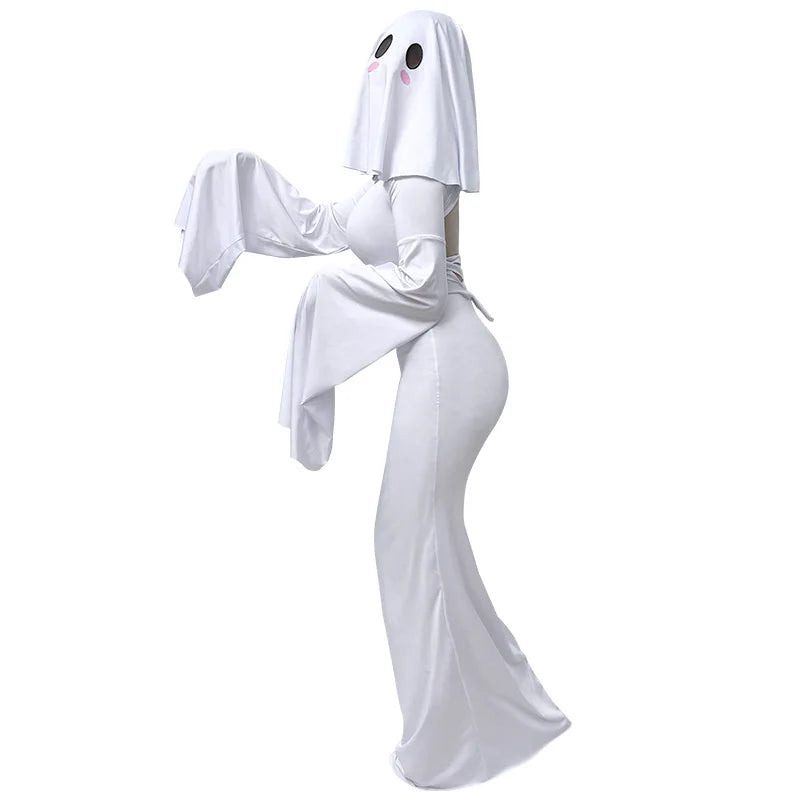Robe Fantôme Blanche Femme avec Foulard – vue 3