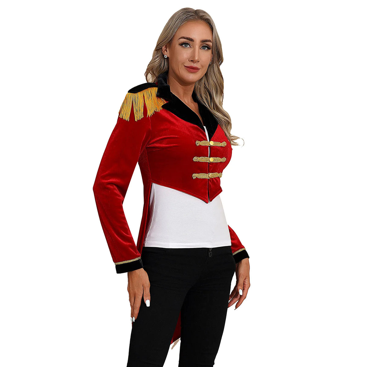 Veste de Monsieur Loyal Femme – Queue-de-Pie en Velours à Épaulettes – vue 3