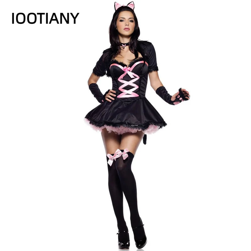 Déguisement Lapine Noire Sexy – Robe, Oreilles, Gants et Cape – vue 2