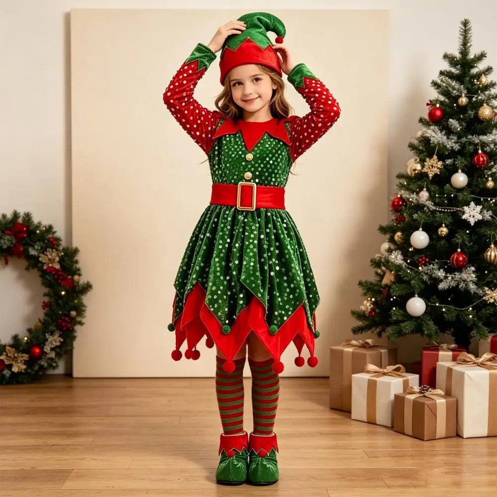 Robe Lutine à Sequins Fille avec Chaussettes Rayées – vue 3