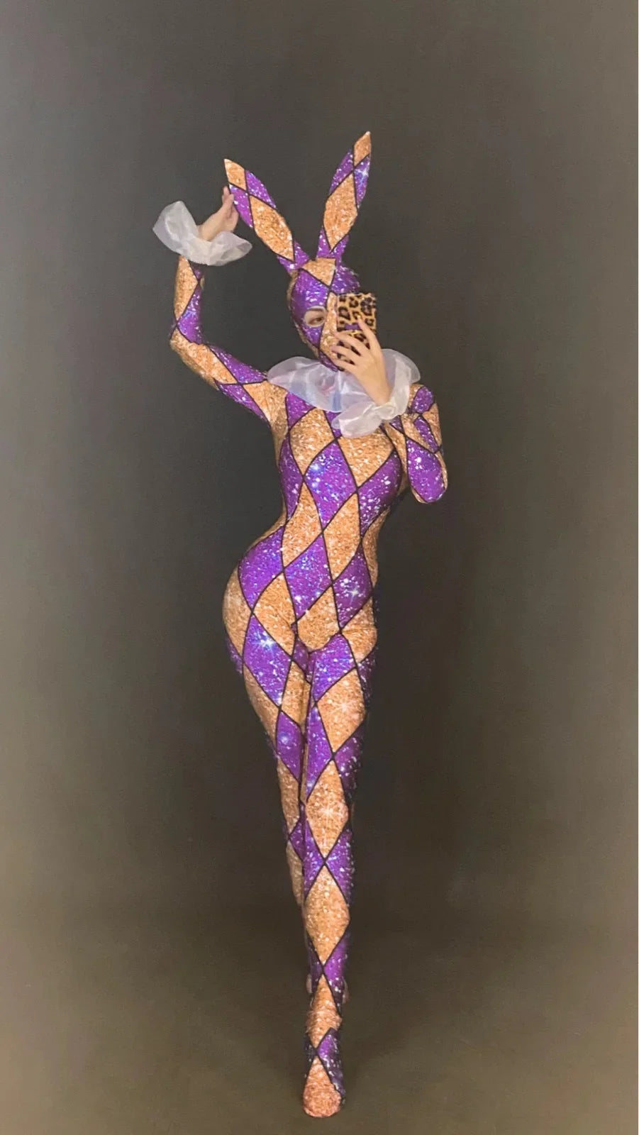 Combinaison Lapine Sexy Femme – Tenue de Danse avec Col – vue 6