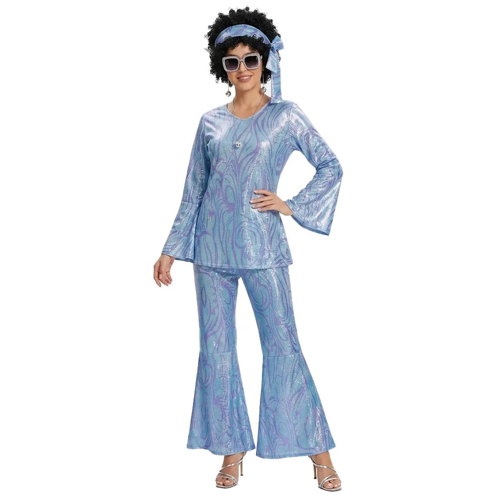 Déguisement Disco Femme Complet avec Lunettes et Perruque – vue 4