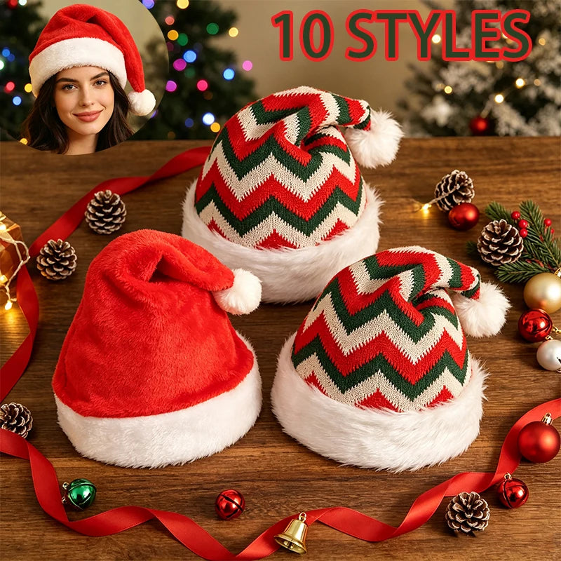 Bonnet de Père Noël Tricoté à Pompon et Fausse Fourrure