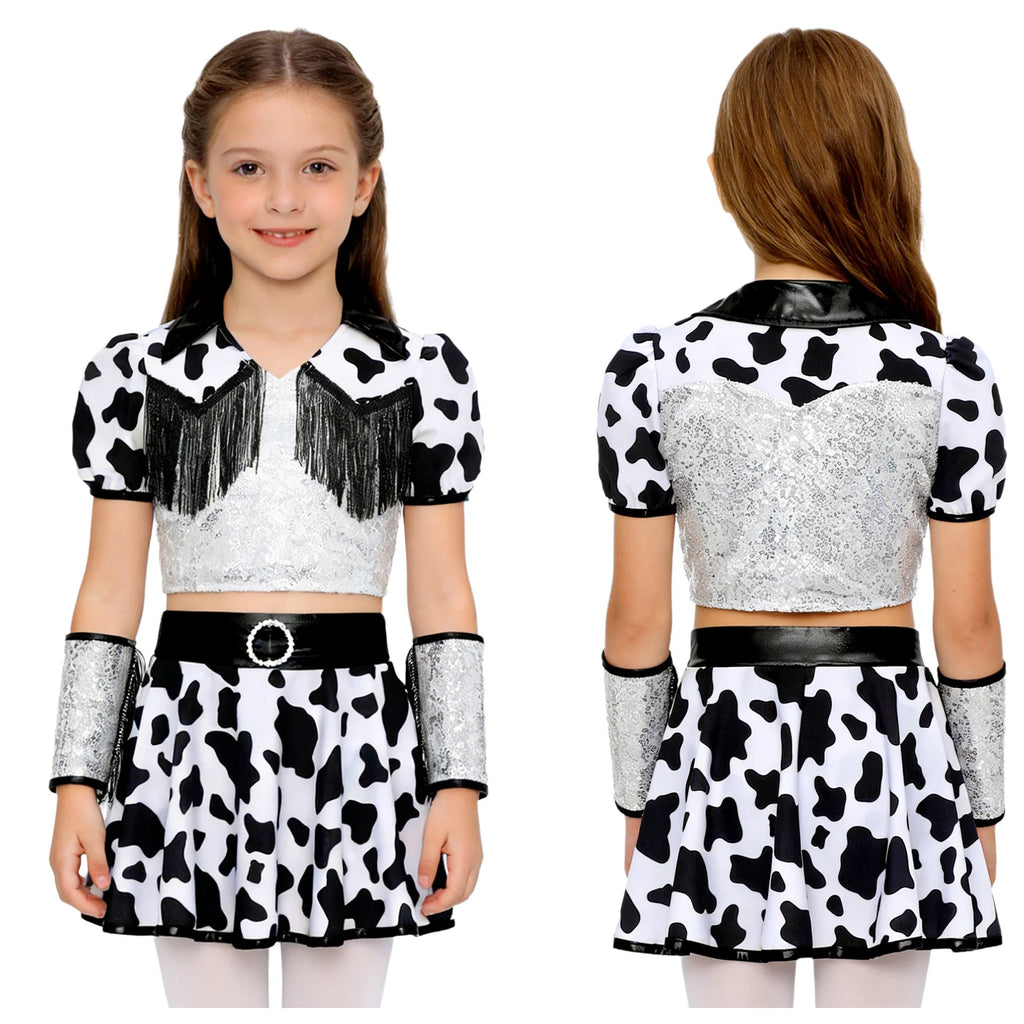 Déguisement Cowgirl Fille à Sequins – Crop Top et Jupe-Culotte – vue 6