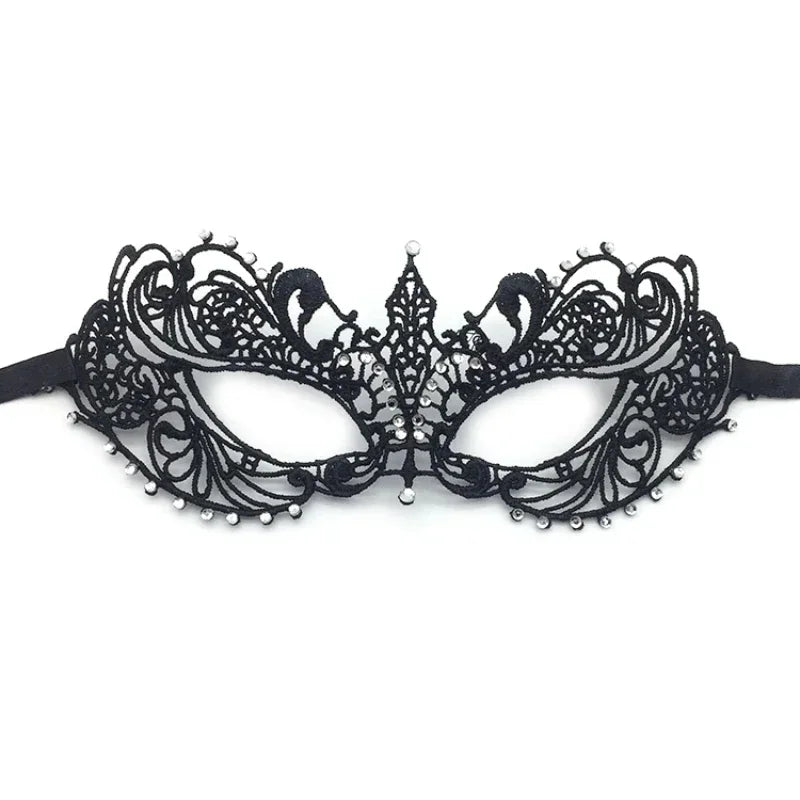Masque Vénitien Doré et Argenté en Dentelle avec Strass – vue 3