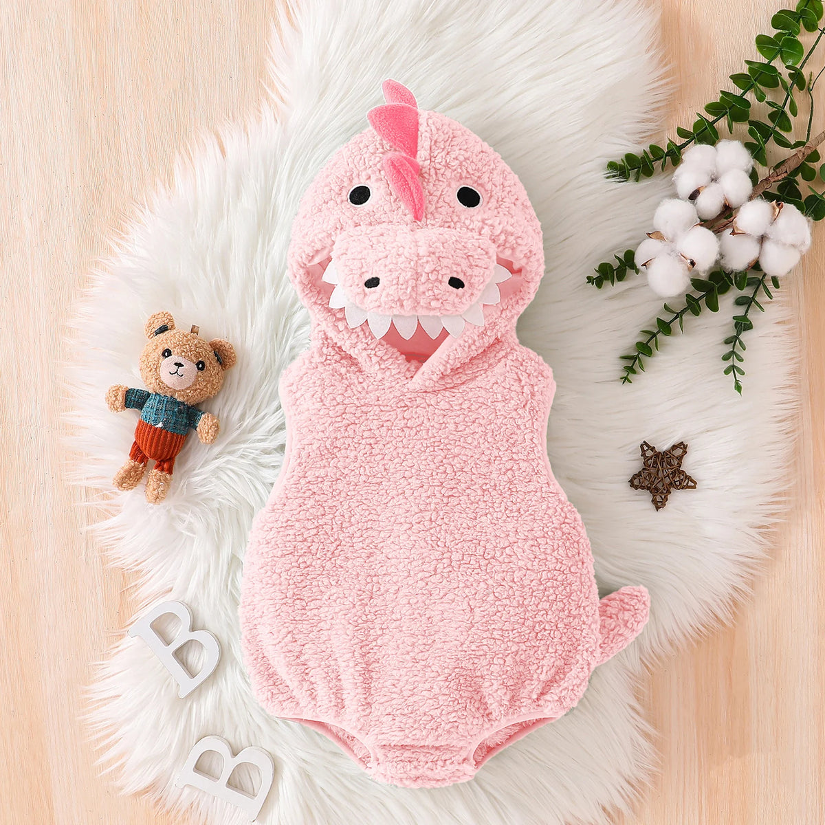 Déguisement Dinosaure Bébé — Body sans Manches à Capuche – vue 6