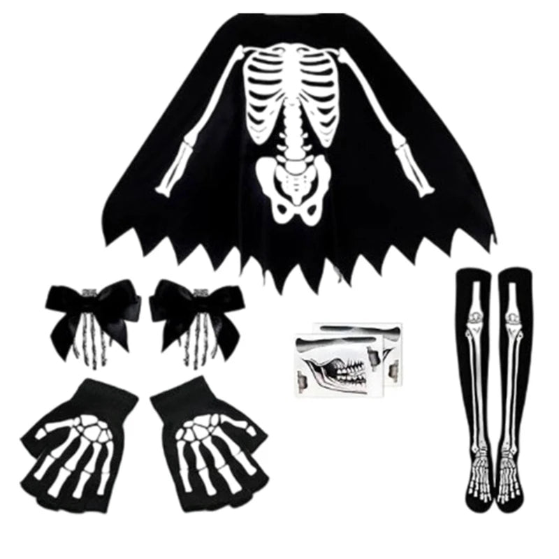 Kit Squelette – Cape, Gants et Barrettes