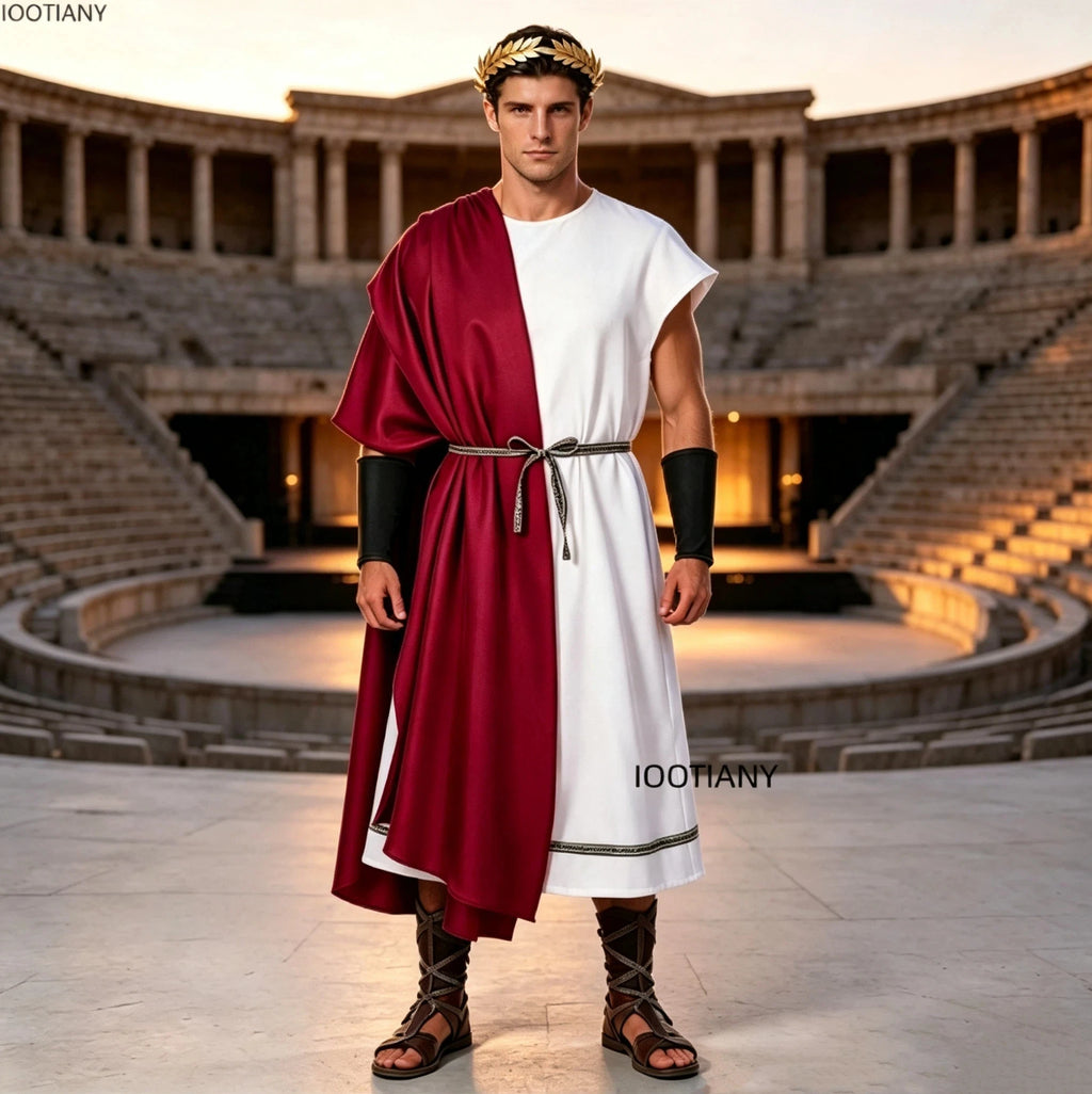 Costume Grec Antique Homme avec Ceinture et Brassards