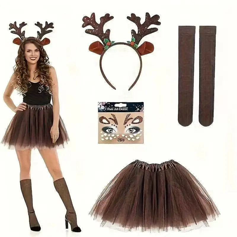 Déguisement Renne Tutu Marron avec Serre-Tête