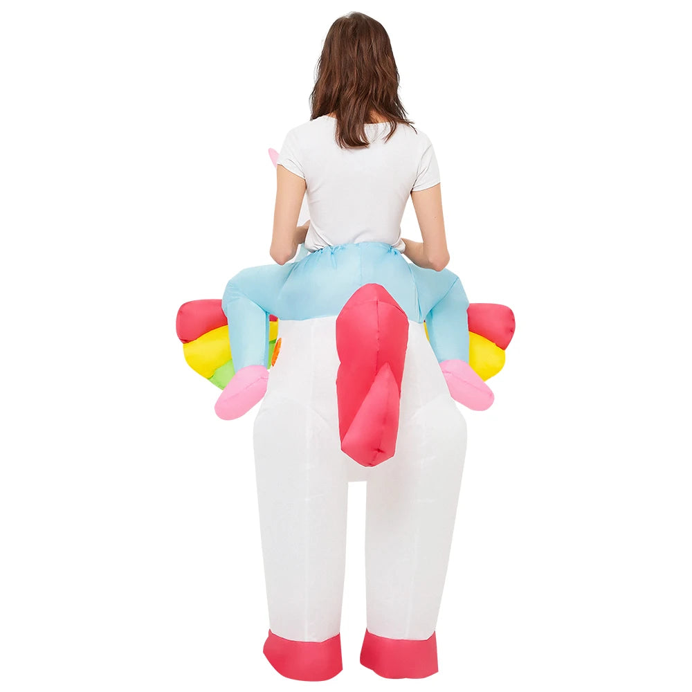 Déguisement Licorne Gonflable à Chevaucher - Costume Adulte Fantaisie – vue 2