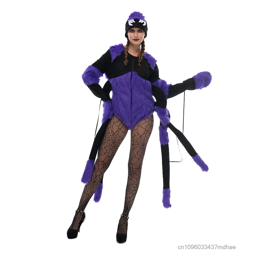 Body Araignée Violet Duveteux avec Chapeau Femme – vue 6